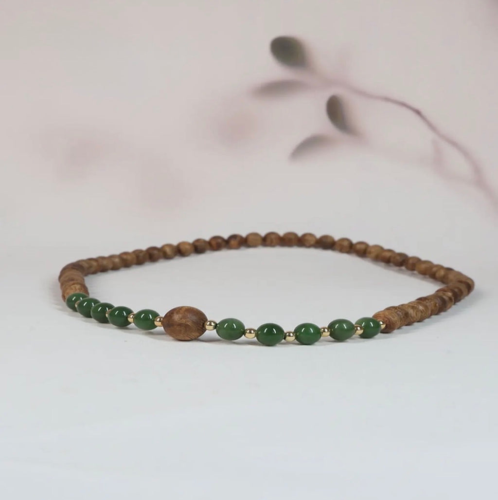 “Qingqiuzi” S-Grade 8mm Green Kynam Necklace / Triple-Wrap Bracelet