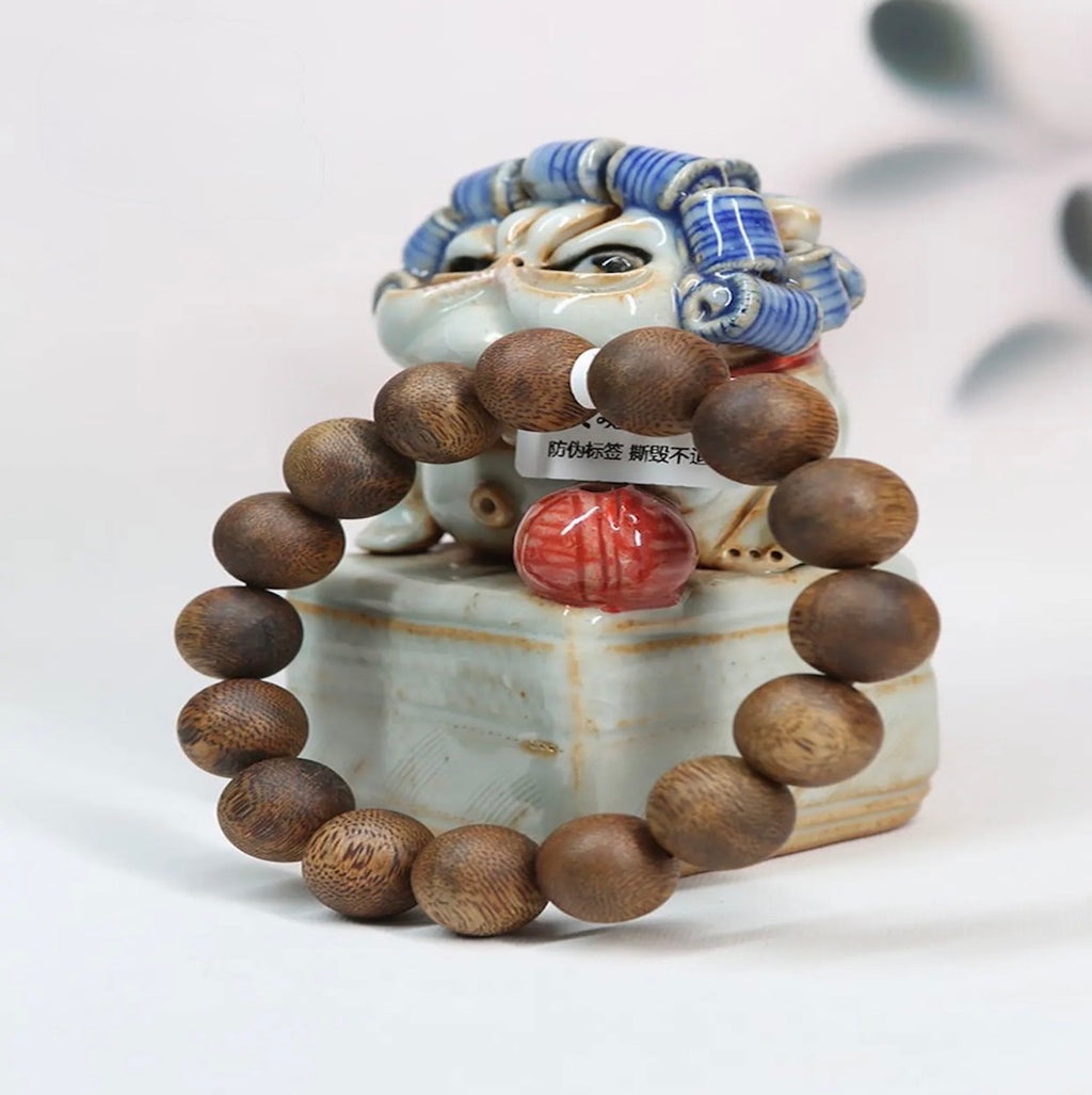 “Shaonian Kuang” S-Grade 13mm Green Kynam Agarwood Bracelet — Single Loop