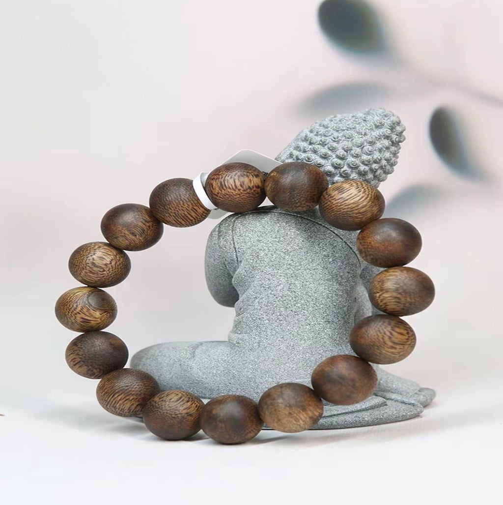 “Shaonian Kuang” S-Grade 13mm Green Kynam Agarwood Bracelet — Single Loop