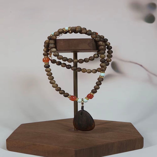 Agarwood “August Radiance” – S-Grade 5mm Green Kynam Mala Necklace / Wrap Bracelet (Limu Mountain, Hainan)