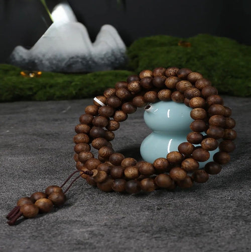 “Bai Hua Sha” S-Grade Green Kynam 9mm 108-Bead Multi-Loop Bracelet — Resin-Rich • Hainan